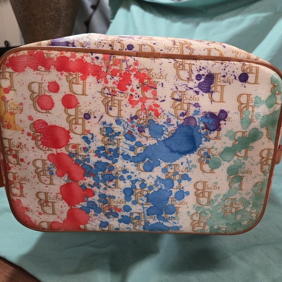 Dooney & Bourke Splatter Paint Signature Drawstring Bucket Bag - Picture 4 of 11